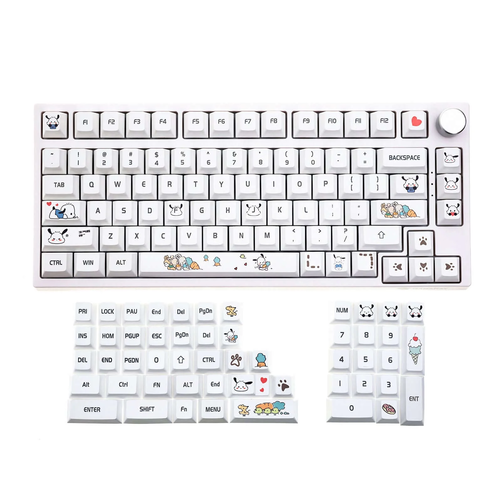 Gamakay 132 Keys White Lovely Radish Dog Keycaps Set - Image 2