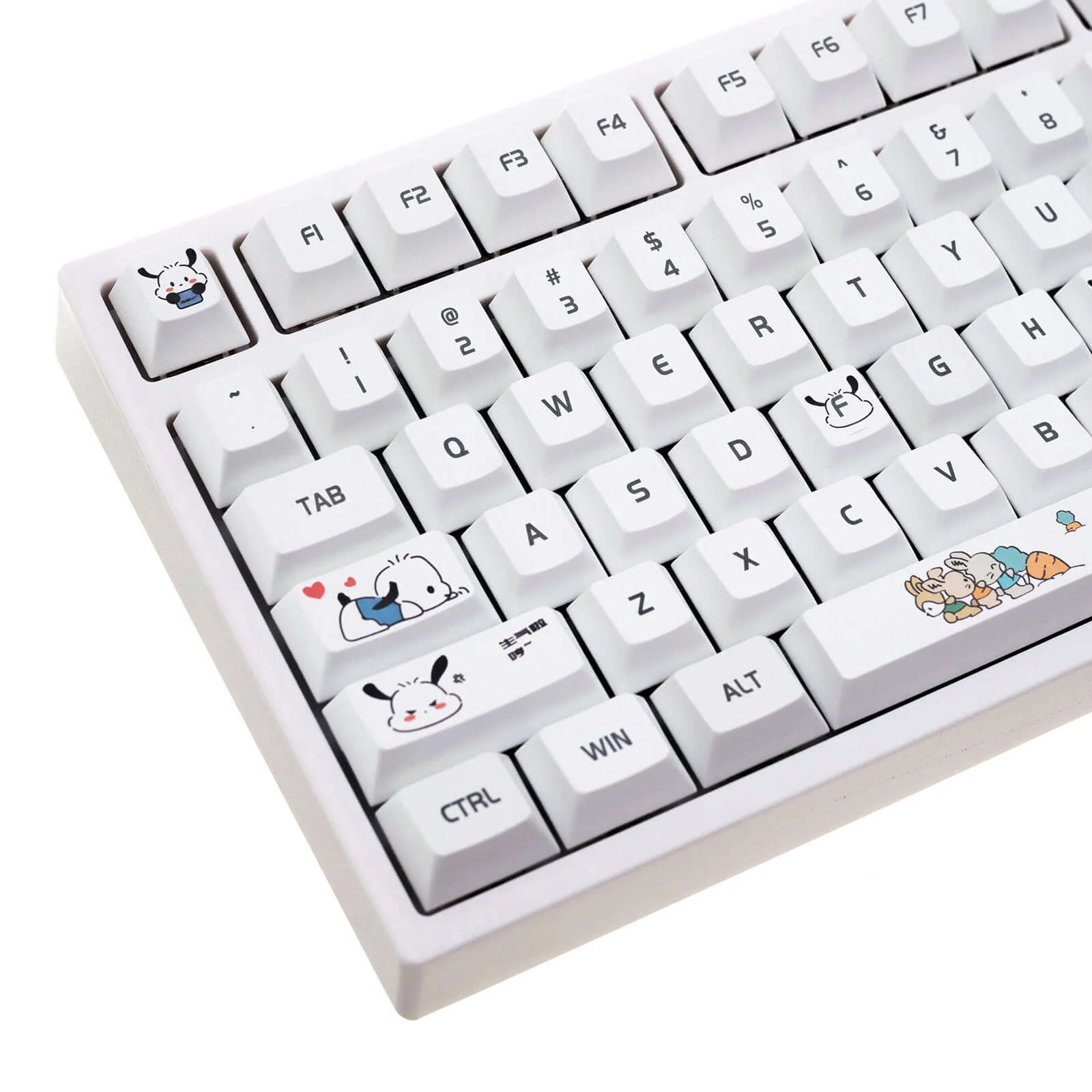 Gamakay 132 Keys White Lovely Radish Dog Keycaps Set - Image 4