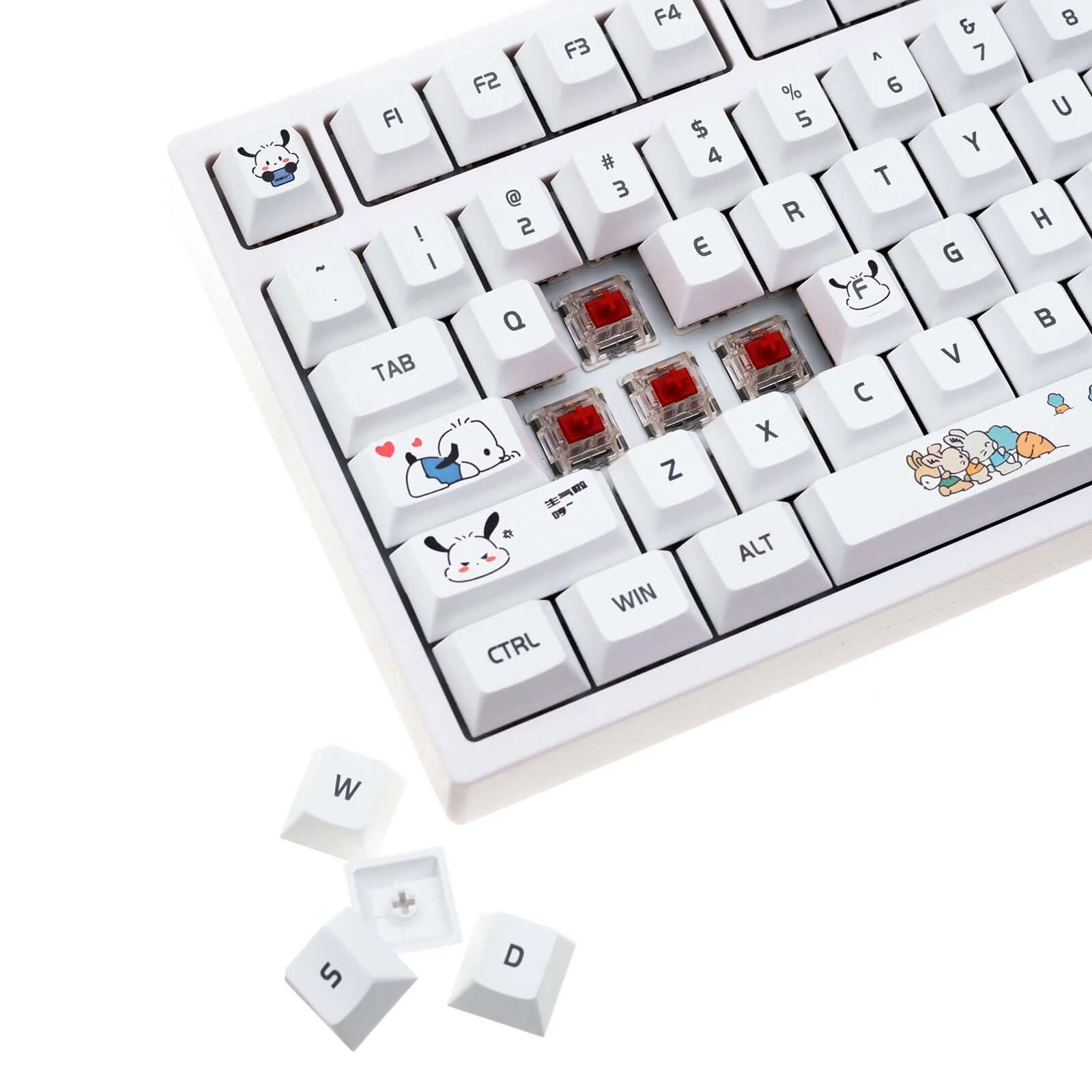 Gamakay 132 Keys White Lovely Radish Dog Keycaps Set - Image 5