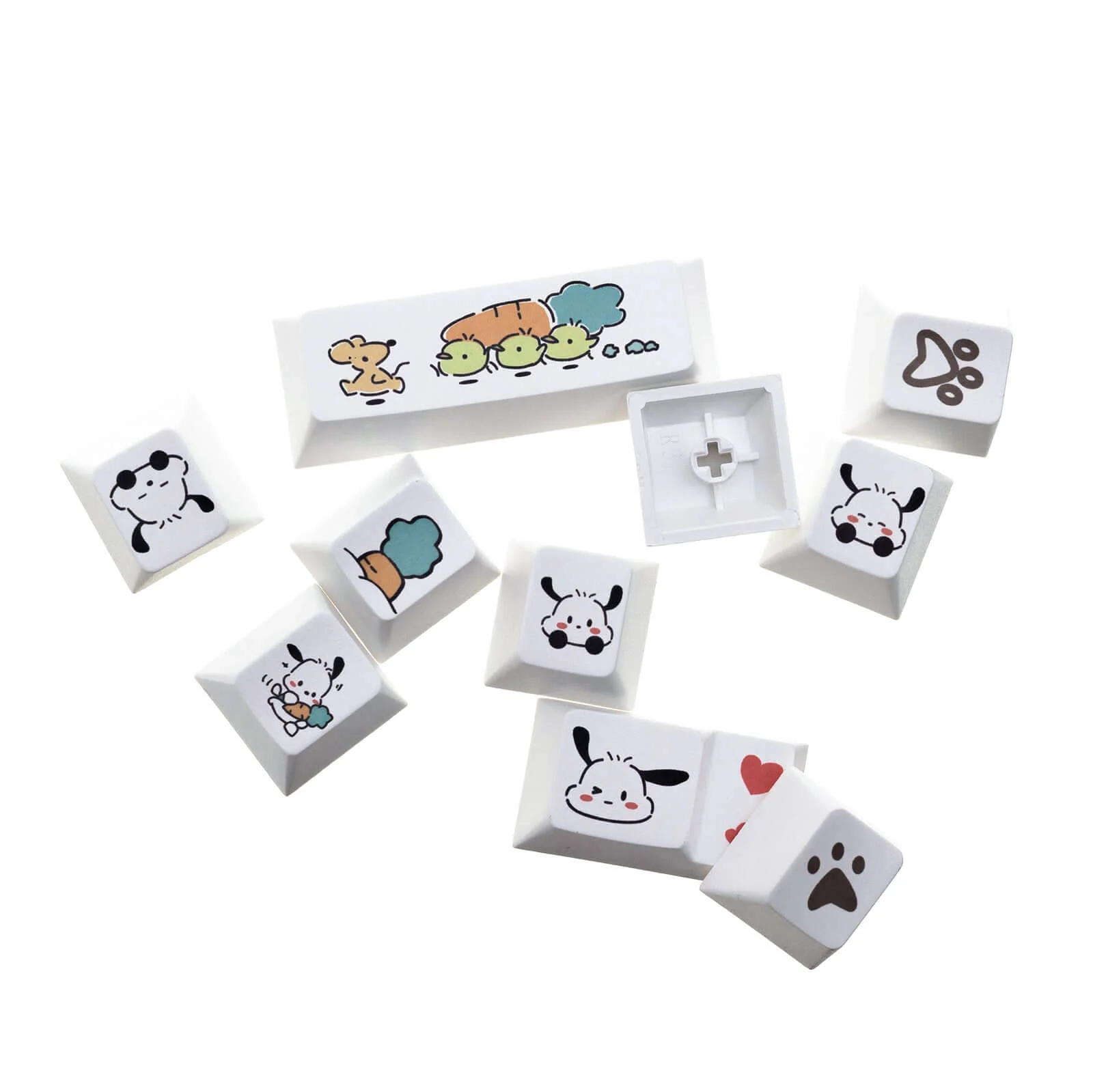 Gamakay 132 Keys White Lovely Radish Dog Keycaps Set - Image 6