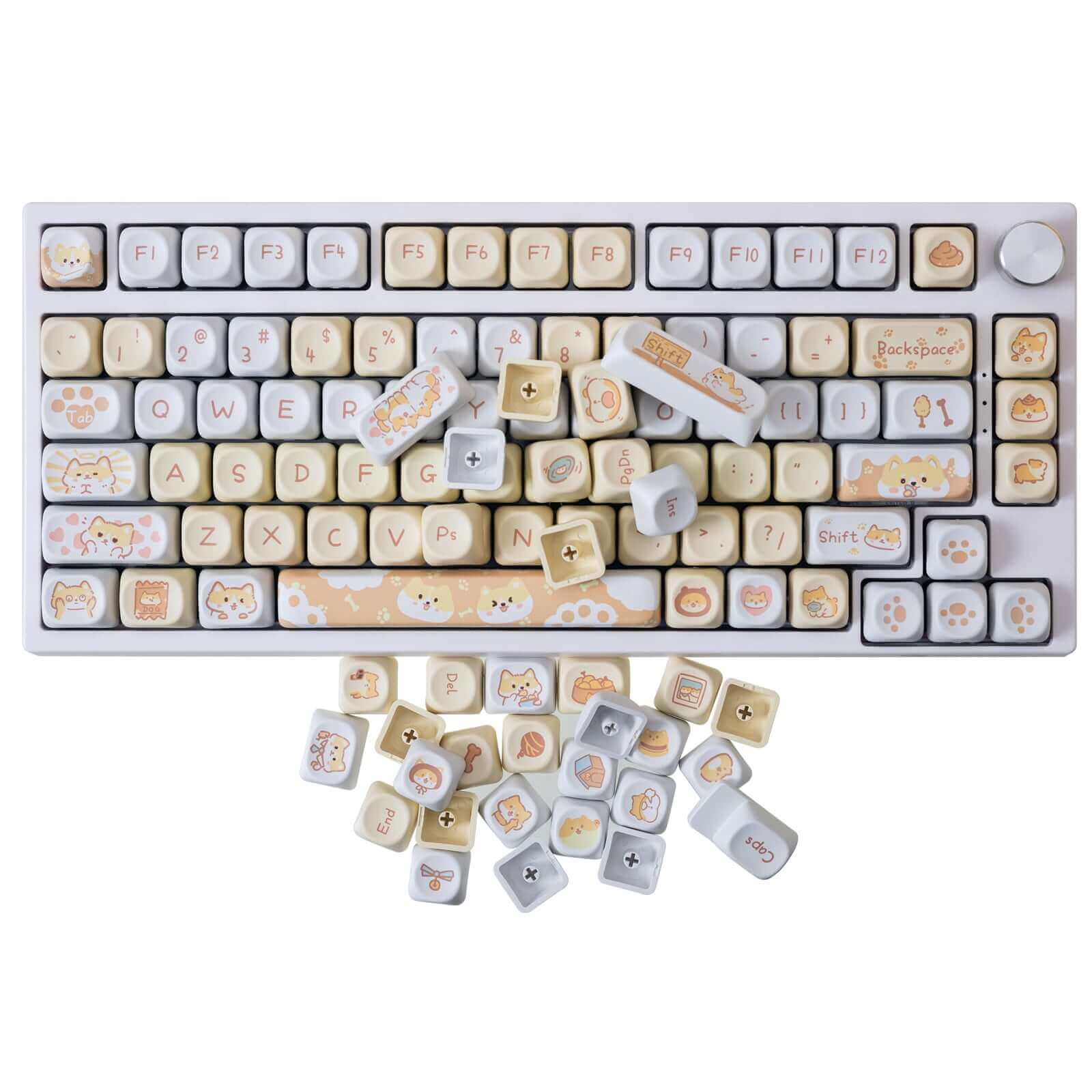 Gamakay 132 Keys Yellow & White Keycaps Set - Image 2