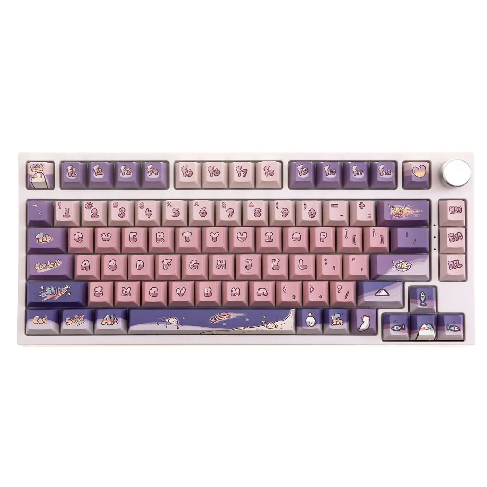 Gamakay 140 Keys Purple & Pink Space Cat Theme Keycaps Set