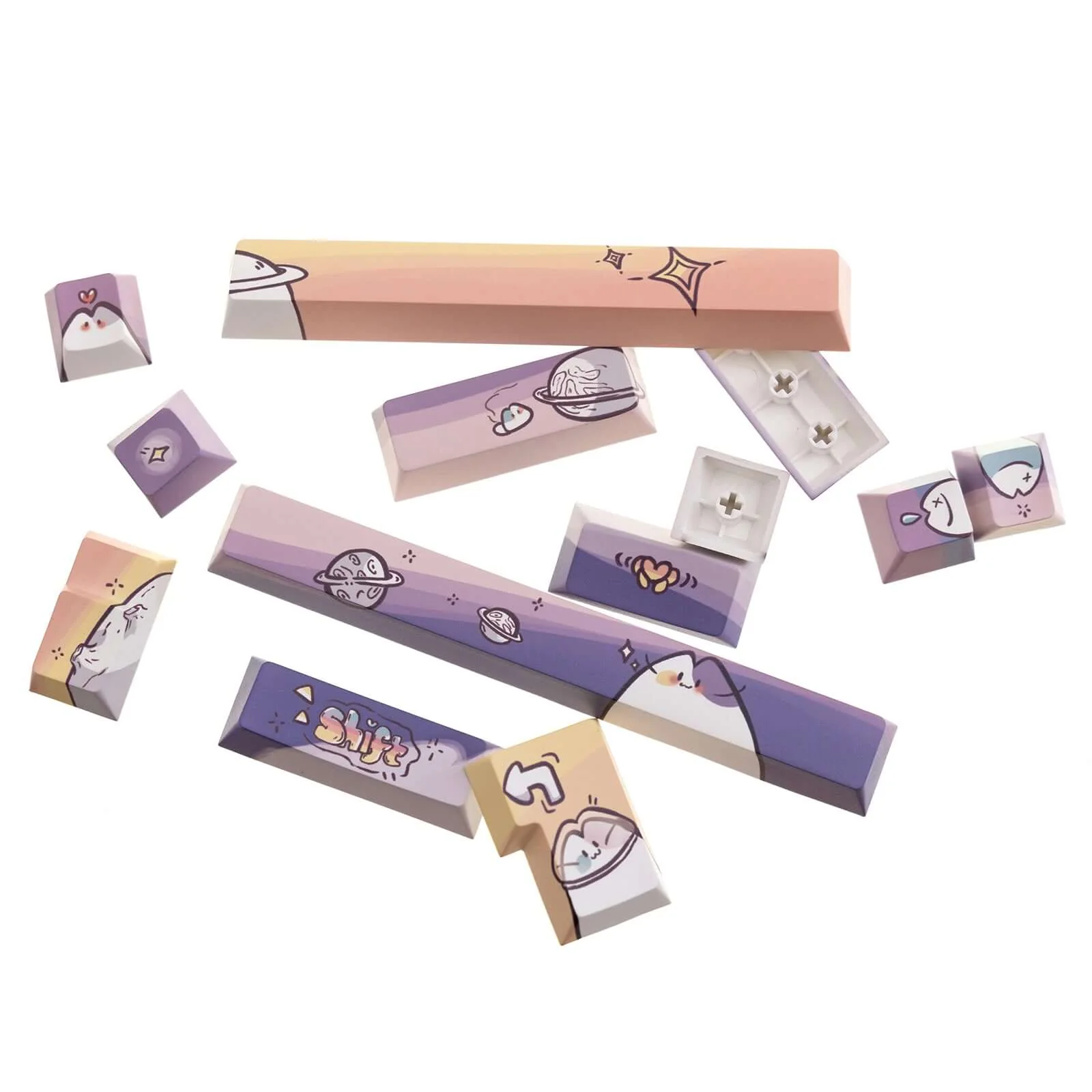 Gamakay 140 Keys Purple & Pink Space Cat Theme Keycaps Set - Image 8