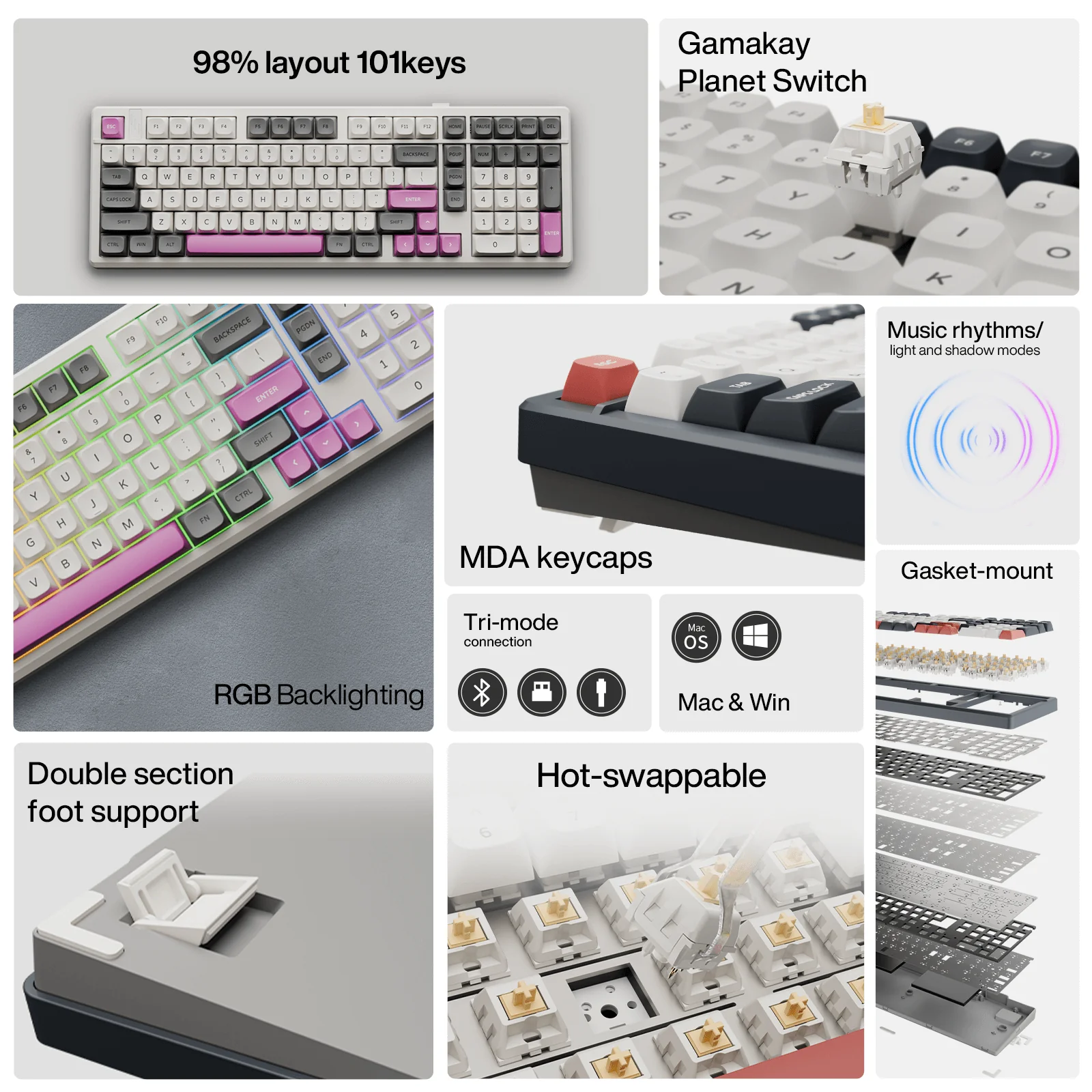 Gamakay TK101 98% Wireless Custom Mechanical Keyboard with Number Pad - Image 13