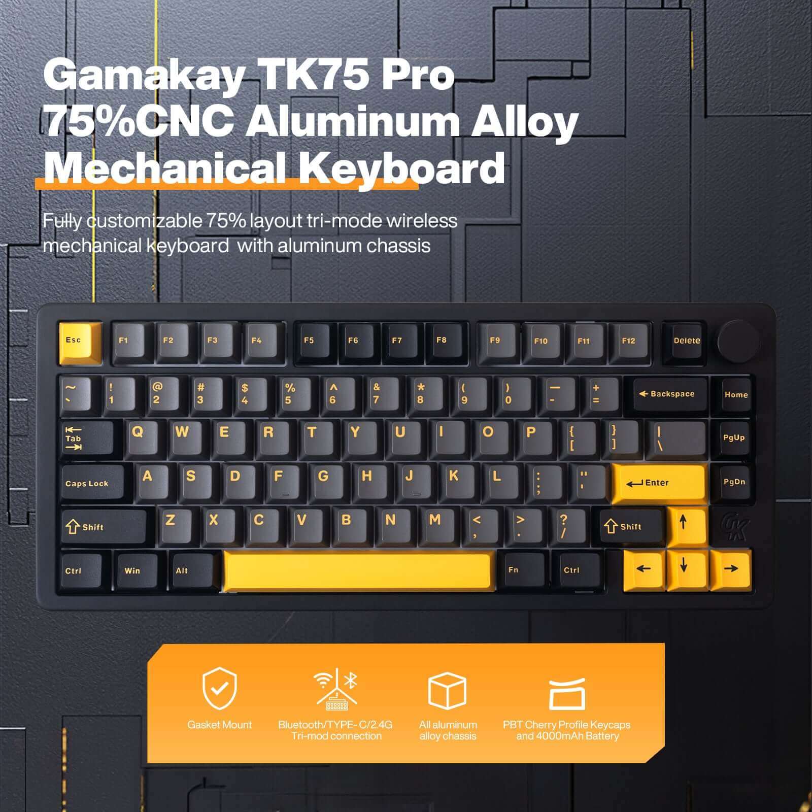 Gamakay TK75PRO 75% Wireless Custom Mechanical Aluminum Alloy Keyboard - Image 14