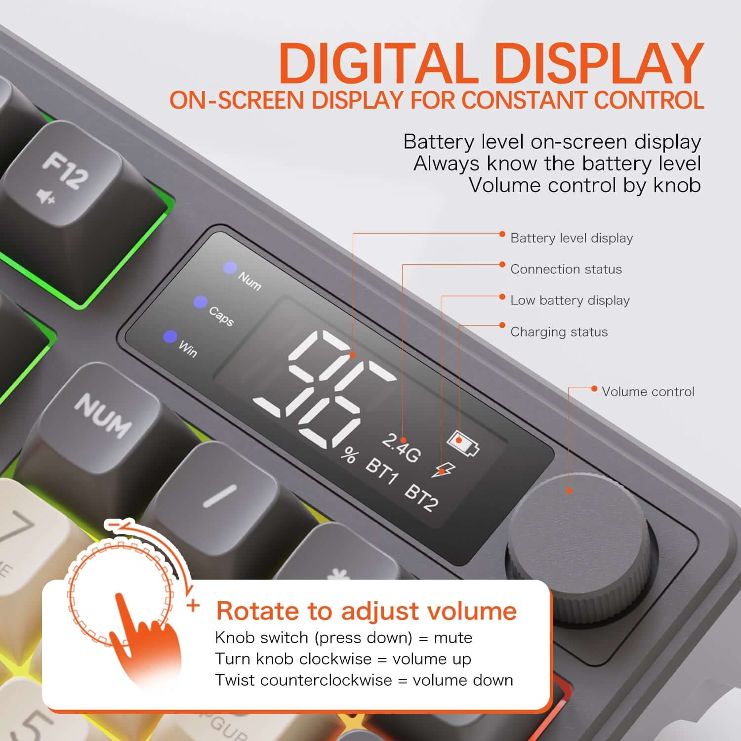Gamakay x Freewolf M96 Wireless Mechanical Gaming keyboard with Display Screen - Image 6