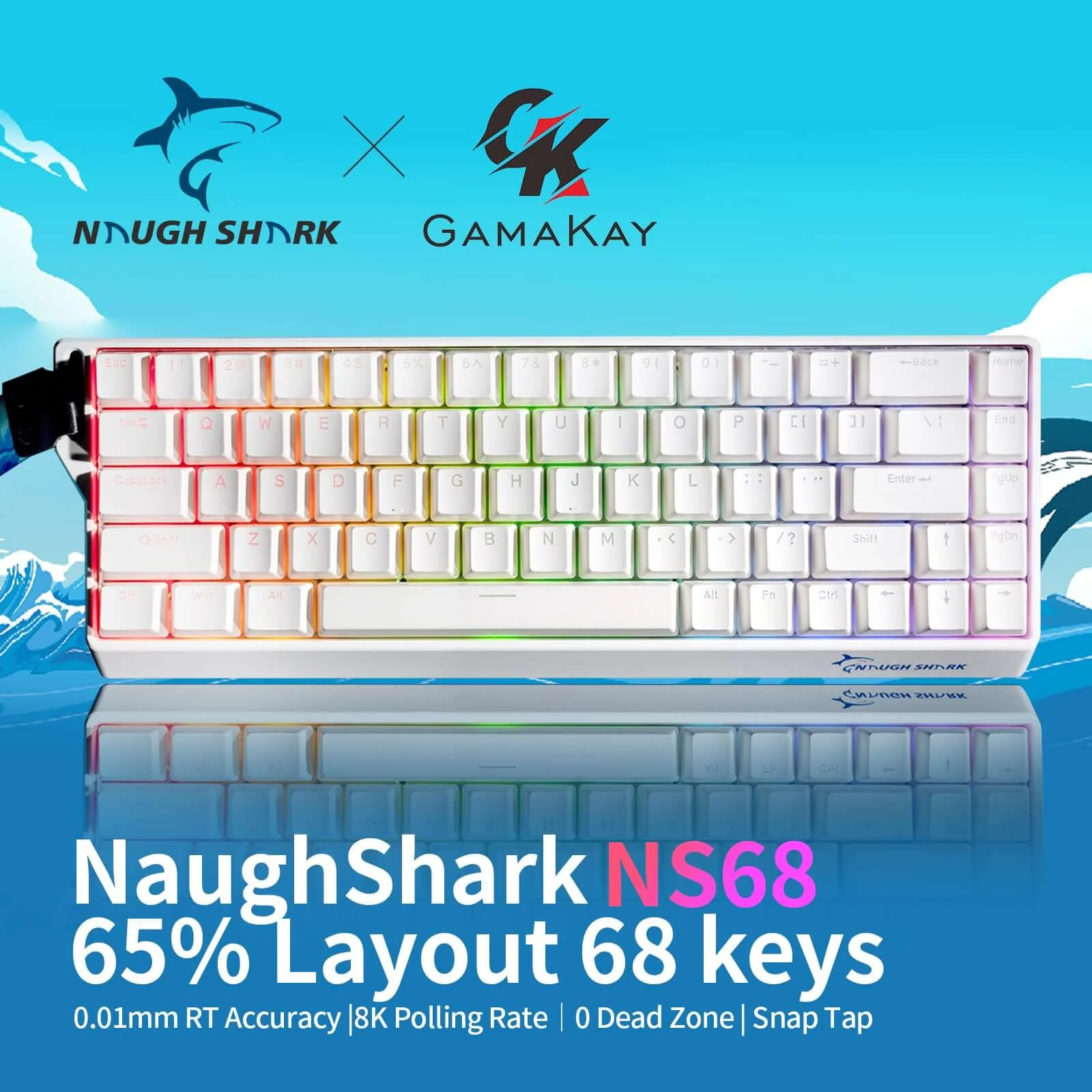 Gamakay x NaughShark NS68 Hall Effect Magnetic keyboard 8K Polling Rate 0.01mm RT Accuracy - Image 5