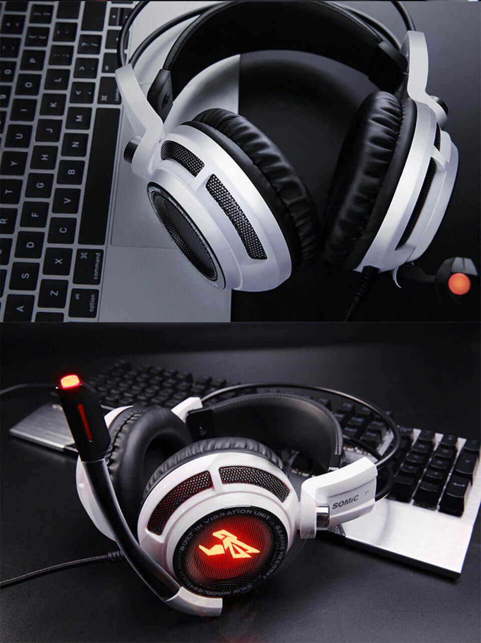 Somic G941 Gaming Headset 7.1 Sound Vibration LED Light USB Plug Headset with Microphone Stereo Boss Noise Cancelling Headphones for PS5/PS4/PC/Laptop/PC - Image 6