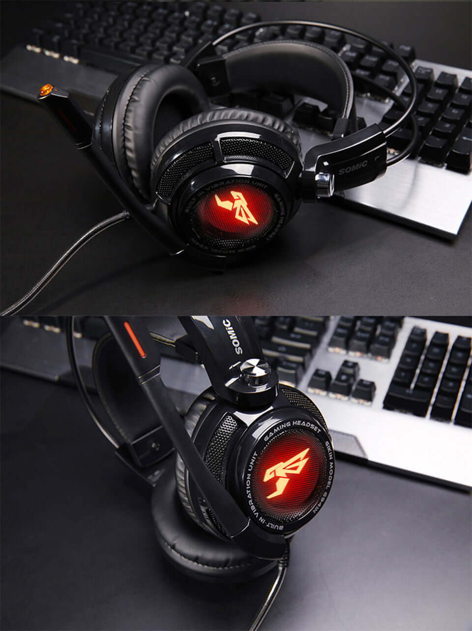 Somic G941 Gaming Headset 7.1 Sound Vibration LED Light USB Plug Headset with Microphone Stereo Boss Noise Cancelling Headphones for PS5/PS4/PC/Laptop/PC - Image 7